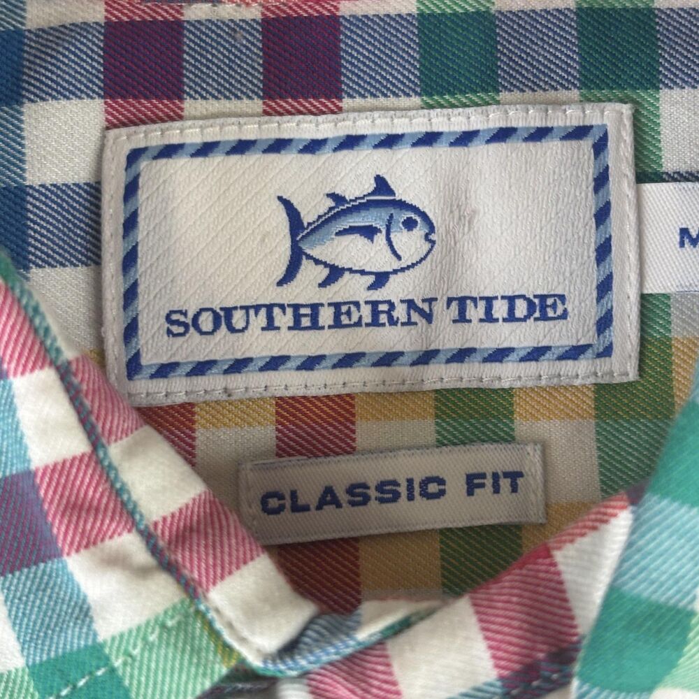 Southern Tide Shirt Mens Medium Multicolor Gingham Classic Fit Button Down Plaid - Picture 4 of 13